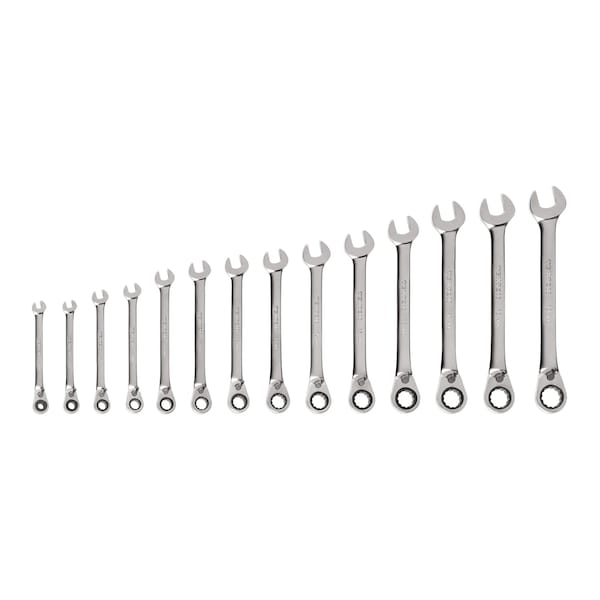Reversible 12-Point Ratcheting Combination Wrench Set, 14-Piece (6-19 mm)